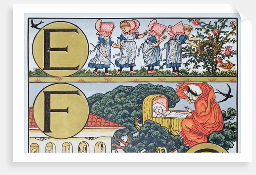 E-F,from an Alphabet based on Nursery Rhymes by Walter Crane