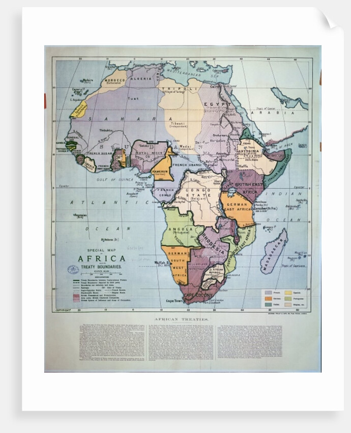 Map of Africa showing Treaty Boundaries, 1891 by English School