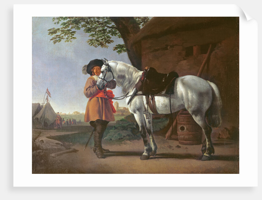 A Cavalier with a Grey Horse by Abraham van Calraet