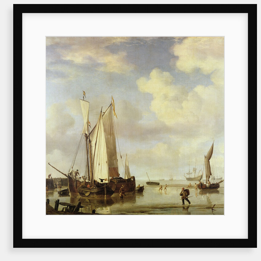 Dutch Vessels Inshore and Men Bathing, 1661 by Willem van de the Younger Velde