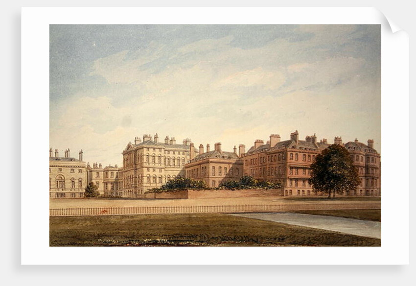 The Treasury and houses in Downing Street from St. James's Park by John Buckler