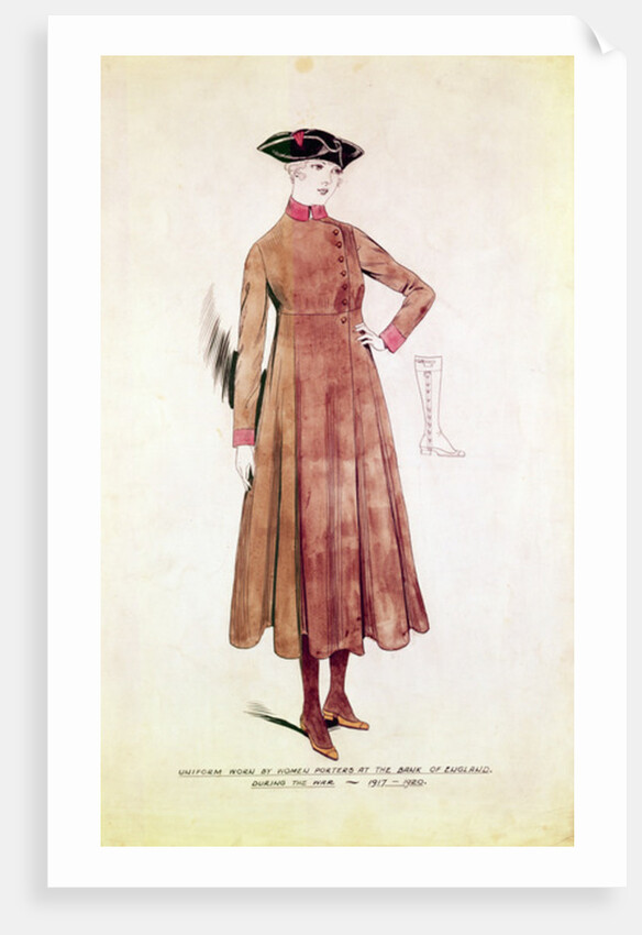 Uniform worn by women porters at the Bank of England 1917-20 by School English