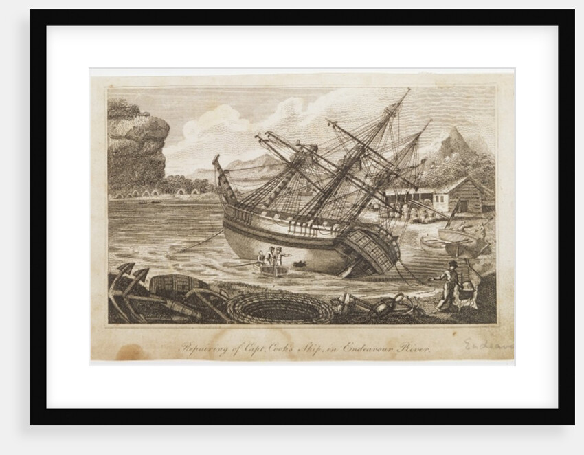 Repairing of Captain Cooks ship in Endeavour River by Anonymous