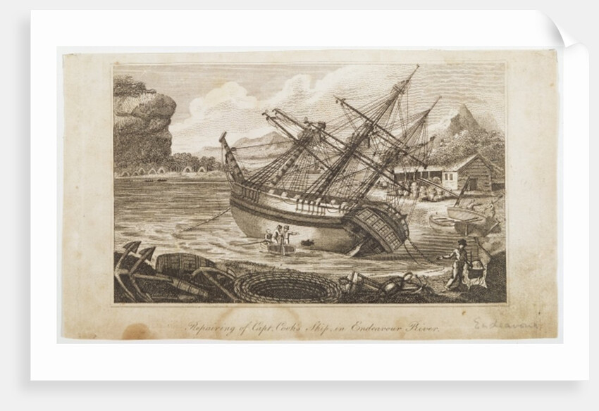 Repairing of Captain Cooks ship in Endeavour River by Anonymous