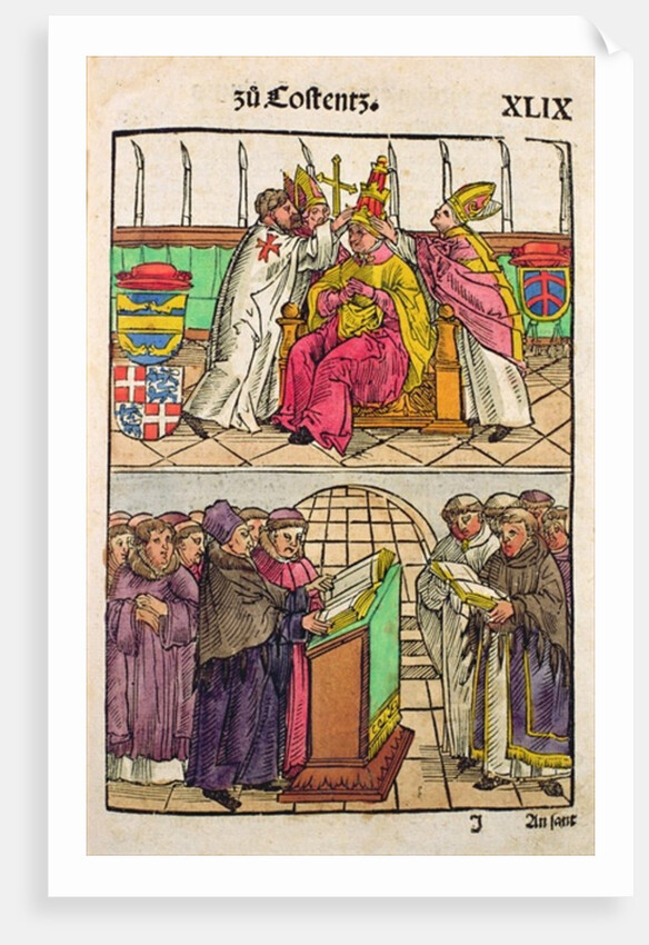 Pope Martin V is installed to the Papacy at the Council of Constance by Ulrich von Richental