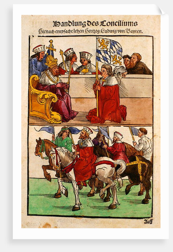 The Duke of Bayern receives his Feudal rights from the Emperor at the Council of Constance by Ulrich von Richental