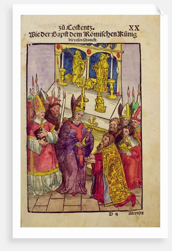 Pope Martin V gives Sigismund the symbolic gift of the Golden Rose at the Council of Constance by Ulrich von Richental