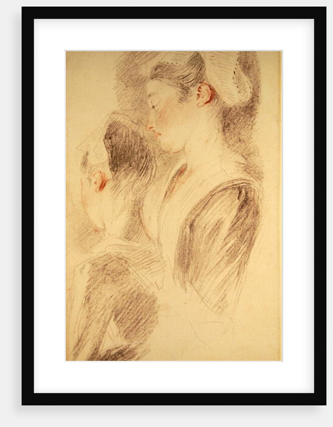 Two studies of a woman, three-quarters from rear, one in profile by Jean Antoine Watteau