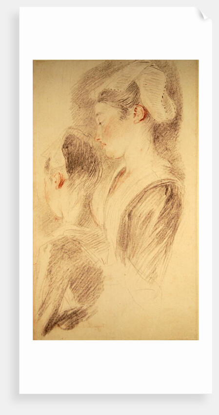 Two studies of a woman, three-quarters from rear, one in profile by Jean Antoine Watteau