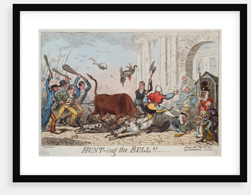 Hunting the Bull, 1817 by George Cruikshank