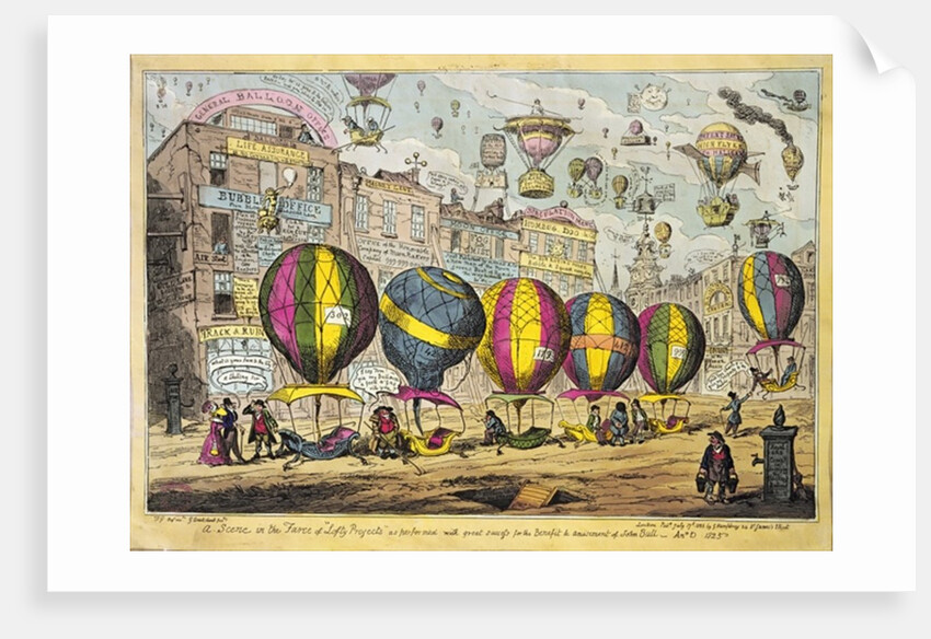 Scene in the Farce 'Lofty Prospects' as performed with great success for the Benefit and amusement of John Bull, 1825 by George Cruikshank