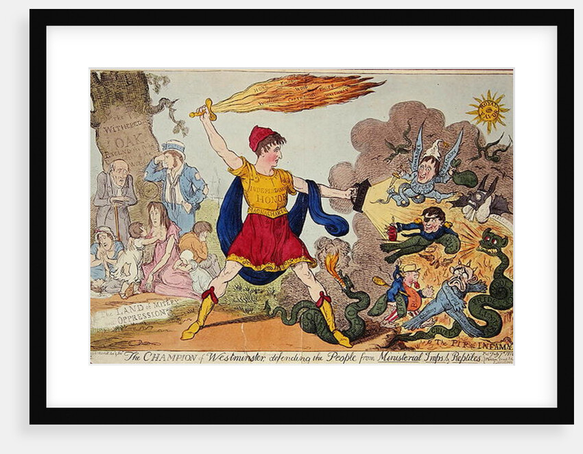 The Champion of Westminster, defending the People from Ministerial Imps and Reptiles, 1818 by Isaac Robert Cruikshank