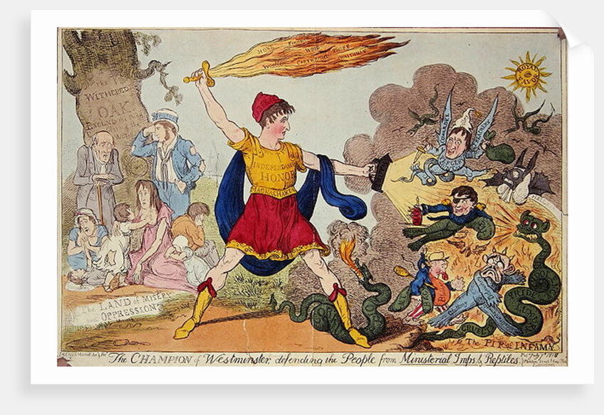 The Champion of Westminster, defending the People from Ministerial Imps and Reptiles, 1818 by Isaac Robert Cruikshank