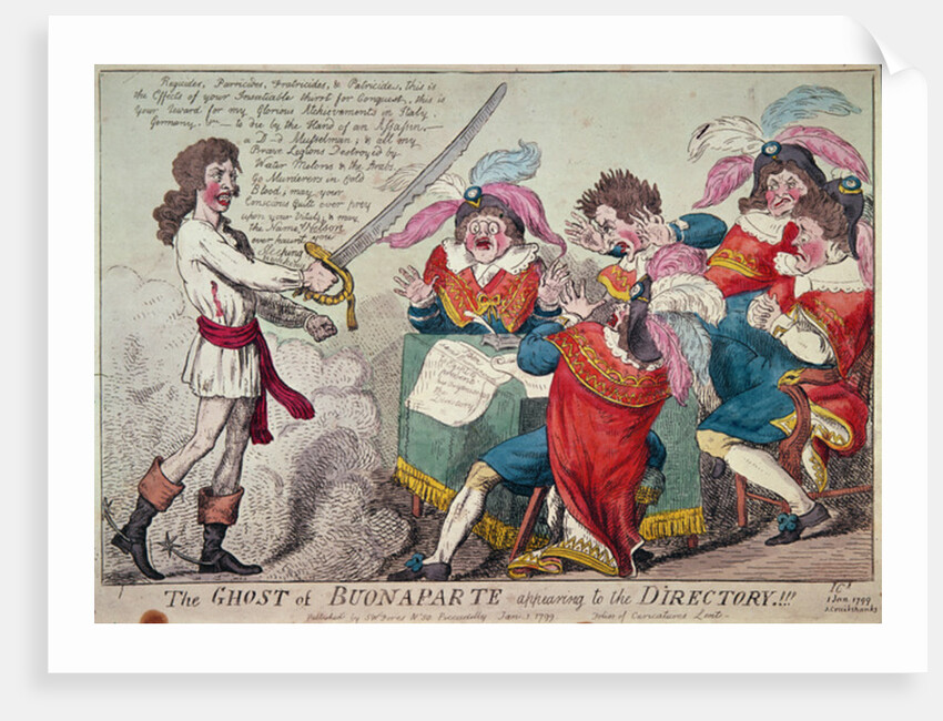 The Ghost of Buonaparte appearing to the Directory!!!, London, 1799 by Isaac Cruikshank