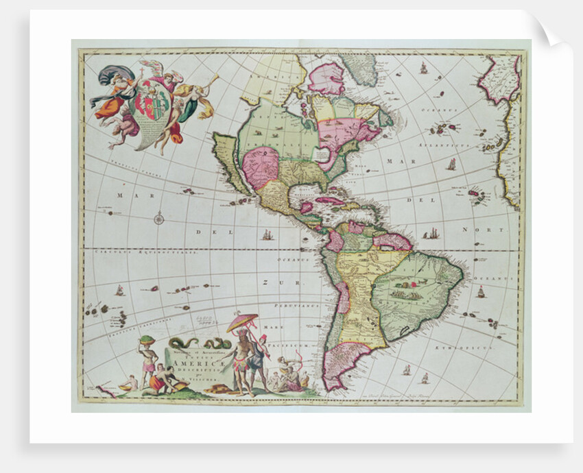 Novissima et Accuratissima Totius Americae Descriptio per N. Visscher, 1648 by Nicolaes Jansz (1586-1652) Visscher