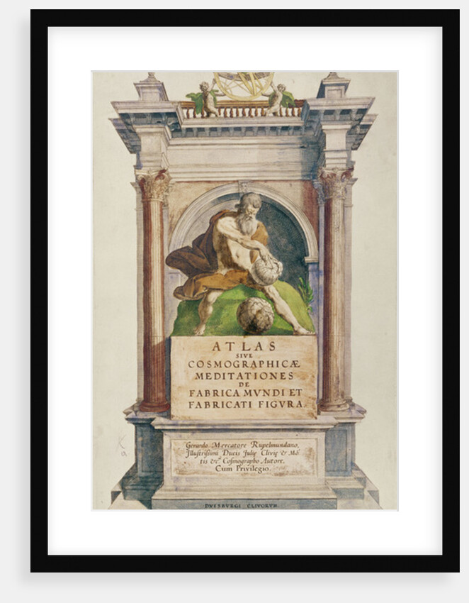 Title page from Mercator's 'Atlas sive Cosmographicae meditationes de fabrica mundi et fabricati figura', 1595 by English School