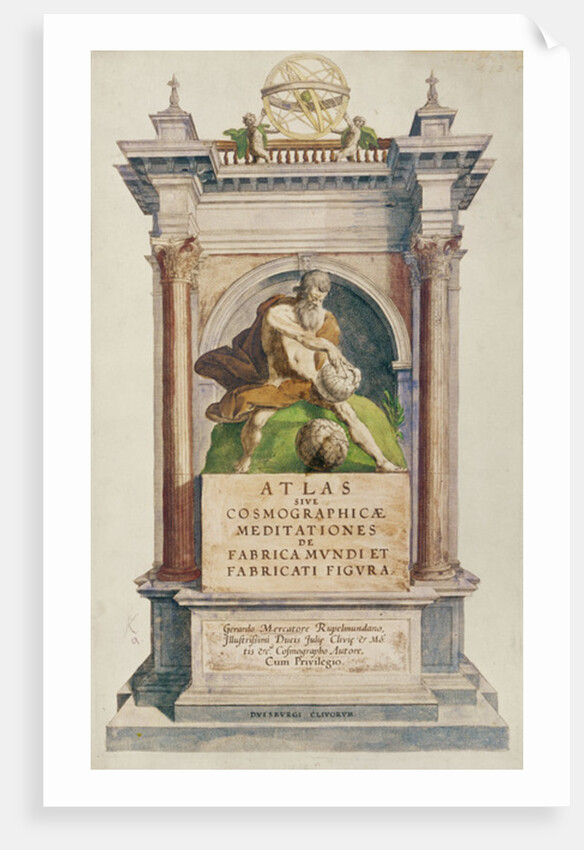 Title page from Mercator's 'Atlas sive Cosmographicae meditationes de fabrica mundi et fabricati figura', 1595 by English School