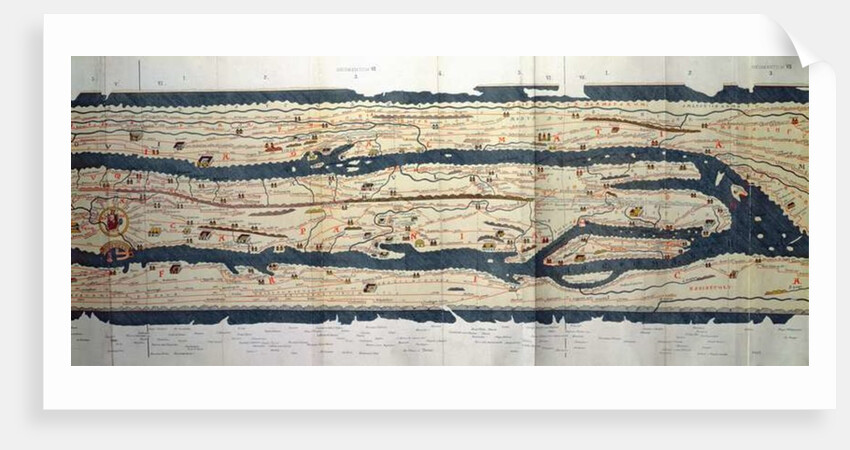 Italy, detail from a copy of the Peutinger Map, 1887 by Anonymous