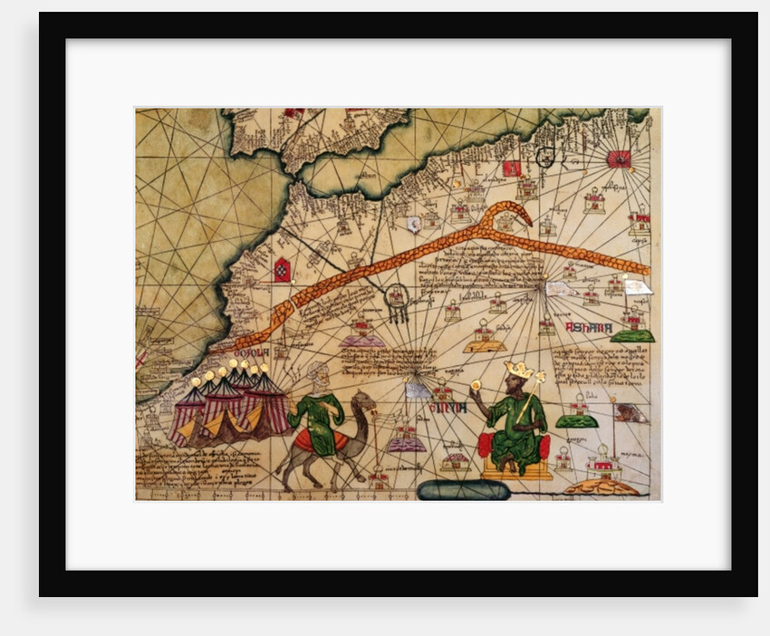 Detail of Copy of a Catalan Map of Europe and North Africa, presented to Charles V of France in 1381 by Abraham Cresques