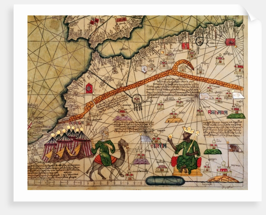 Detail of Copy of a Catalan Map of Europe and North Africa, presented to Charles V of France in 1381 by Abraham Cresques