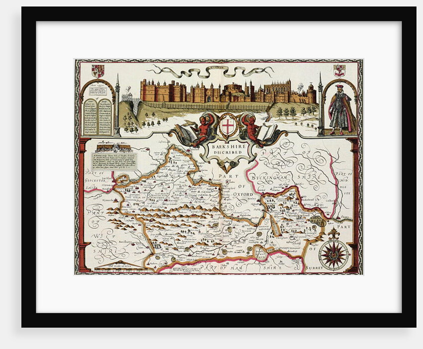 Berkshire, engraved by Jodocus Hondius from John Speed's Theatre of the Empire of Great Britain, pub. by John Sudbury and George Humble, 1611-12 by John Speed