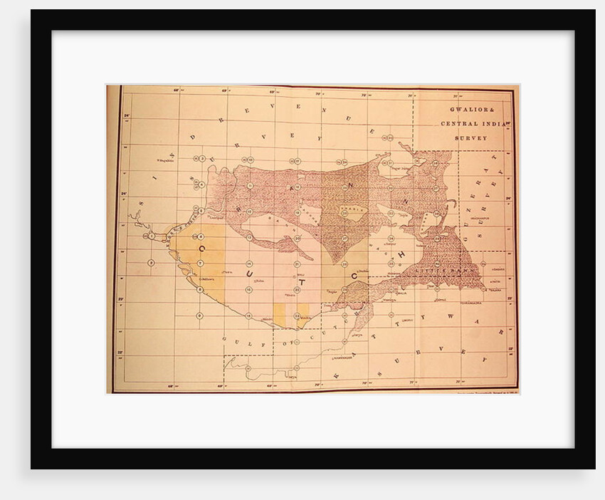 Index Chart of the Cutch Topographical Survey by the Trigonometrical Branch, Survey of India, Dehra Dun, November, 1883 by English School