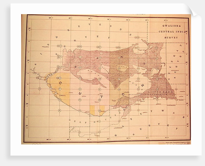 Index Chart of the Cutch Topographical Survey by the Trigonometrical Branch, Survey of India, Dehra Dun, November, 1883 by English School