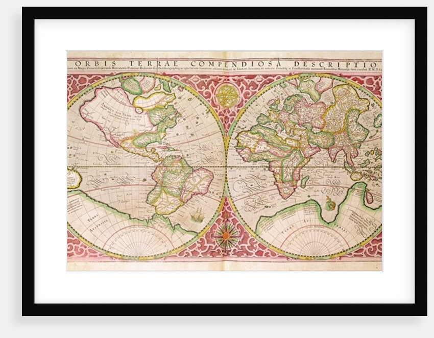 Double Hemisphere World Map, 1587 by Gerardus Mercator