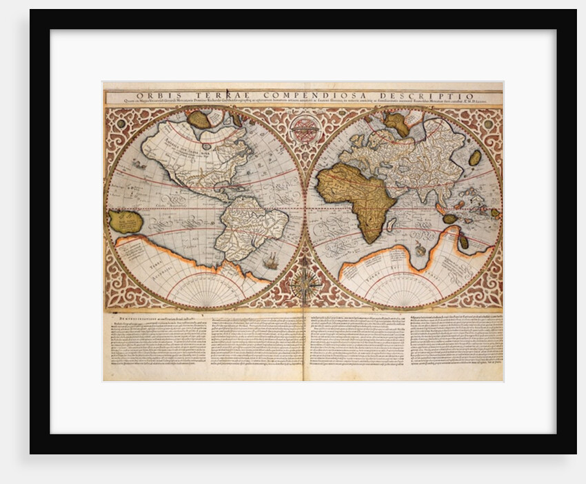 Double Hemisphere World Map, 1587 by Gerardus Mercator
