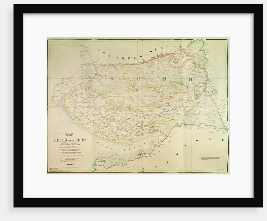 Map of Kutch and Runn, India, 1854 by English School