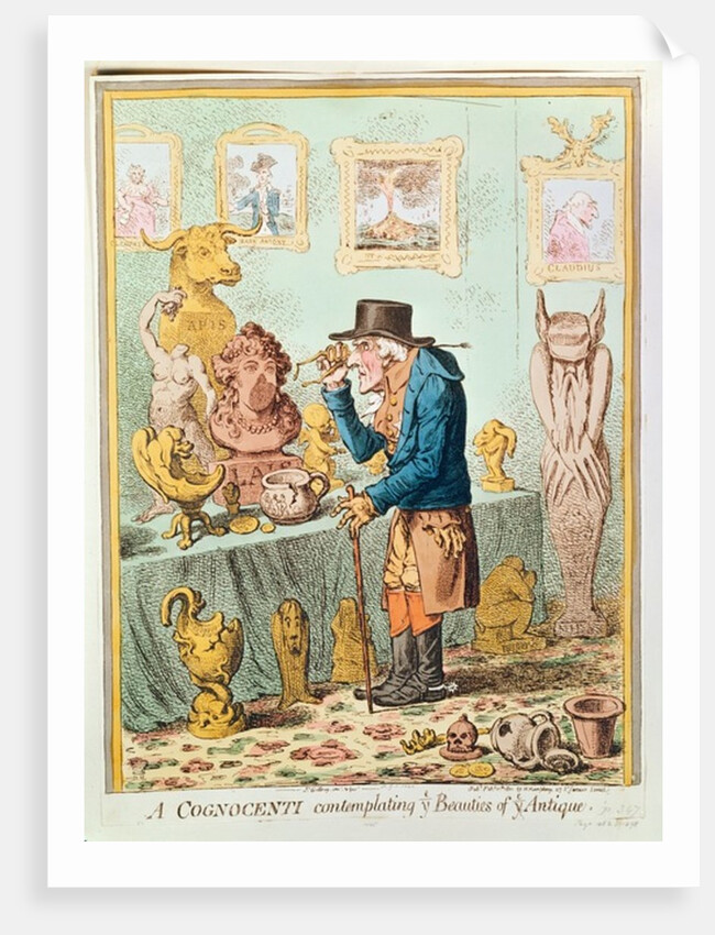 A Cognocenti Contemplating Ye Beauties of Ye Antique. by James Gillray