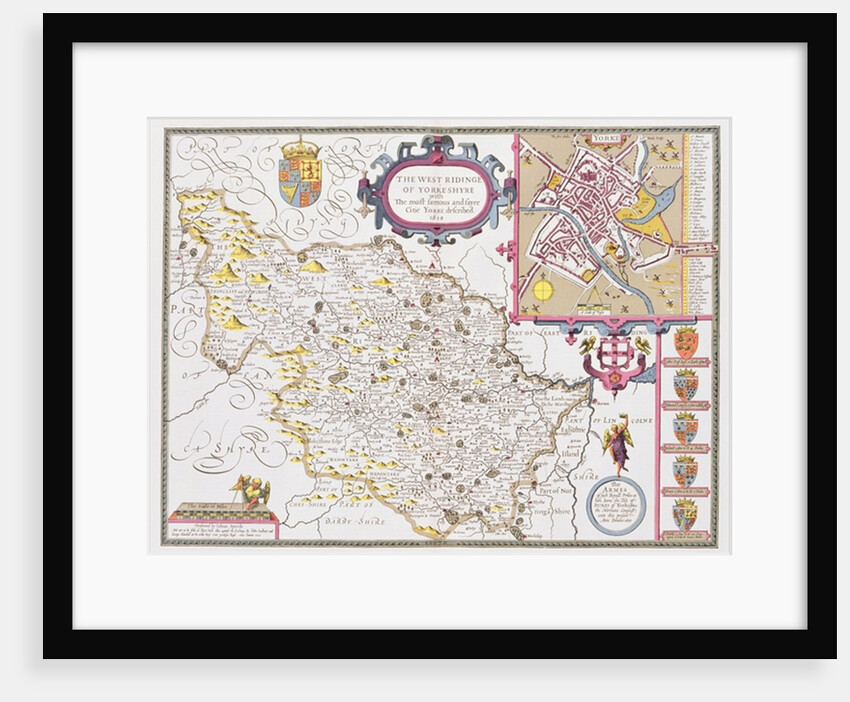 The West Ridinge of Yorkeshyre, engraved by Jodocus Hondius from John Speed's 'Theatre of the Empire of Great Britain', 1611-12 by John (after) Speed