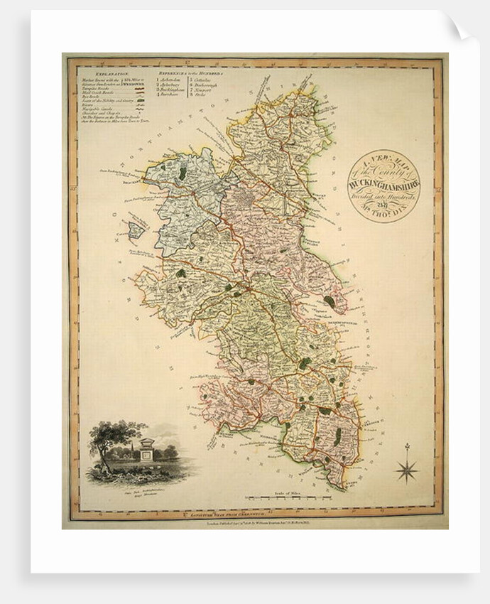 A New Map of the County of Buckinghamshire, 1816 by English School