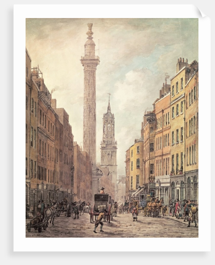 View of Fish Street Hill, Monument and St. Magnus the Martyr from Gracechurch Street, London, 1795 by William Marlow
