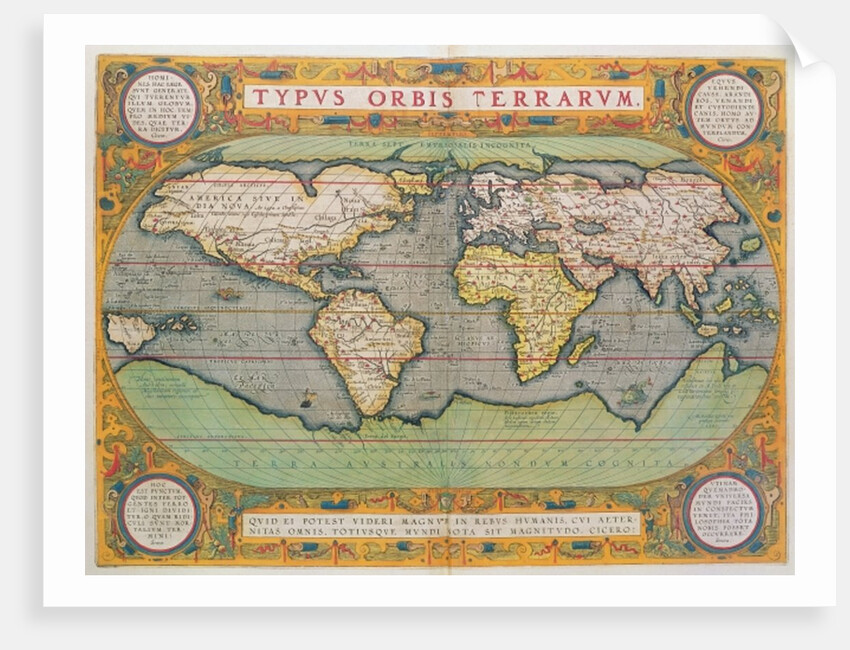 Typus Orbis Terrarum, map of the world, from Ortelius's 'Theatrum Orbis Terrarum', Antwerp, 1570 by Abraham Ortelius