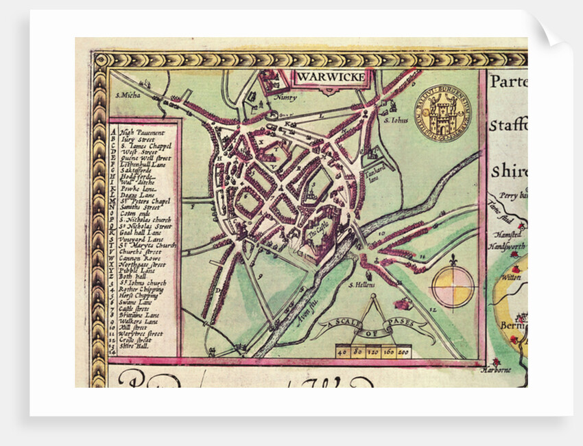 Detail of Warwick by John Speed