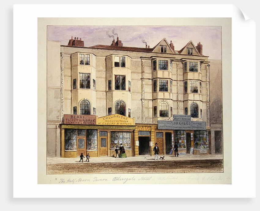 An old House called the Half Moon Tavern, on the West side of Aldersgate Street, 1852 by Thomas Hosmer Shepherd