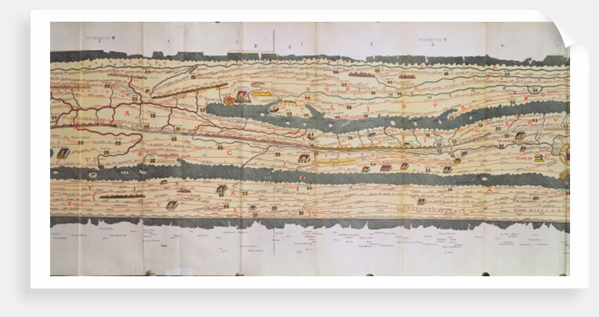 Detail of Italy from the Peutinger map copy by Anonymous