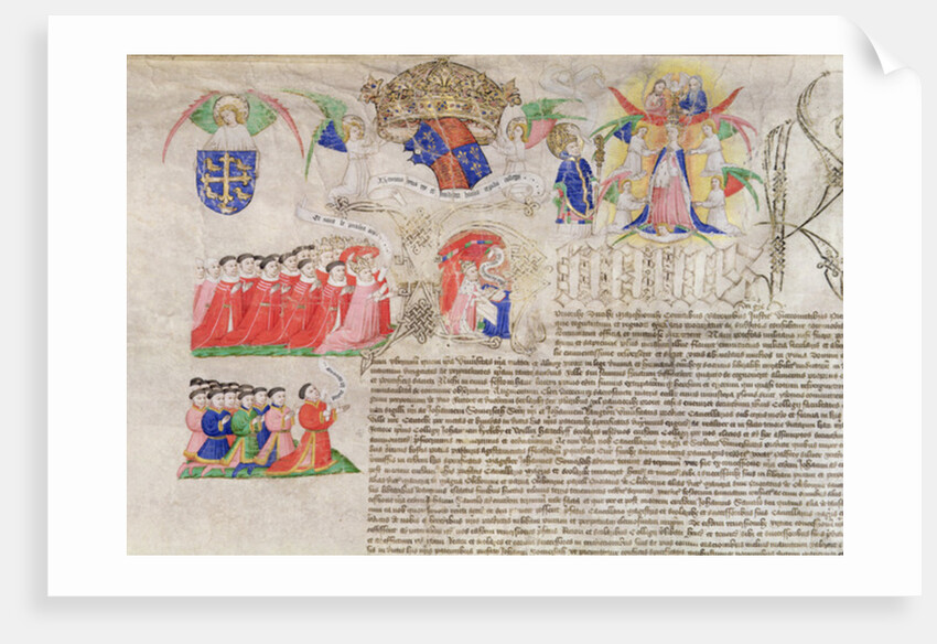 Illumination from the Charter of King's College Cambridge, 1446 by English School