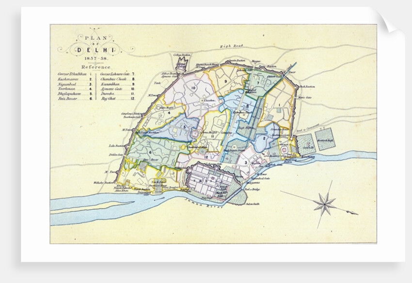 Plan of Delhi 1857-58 by English School