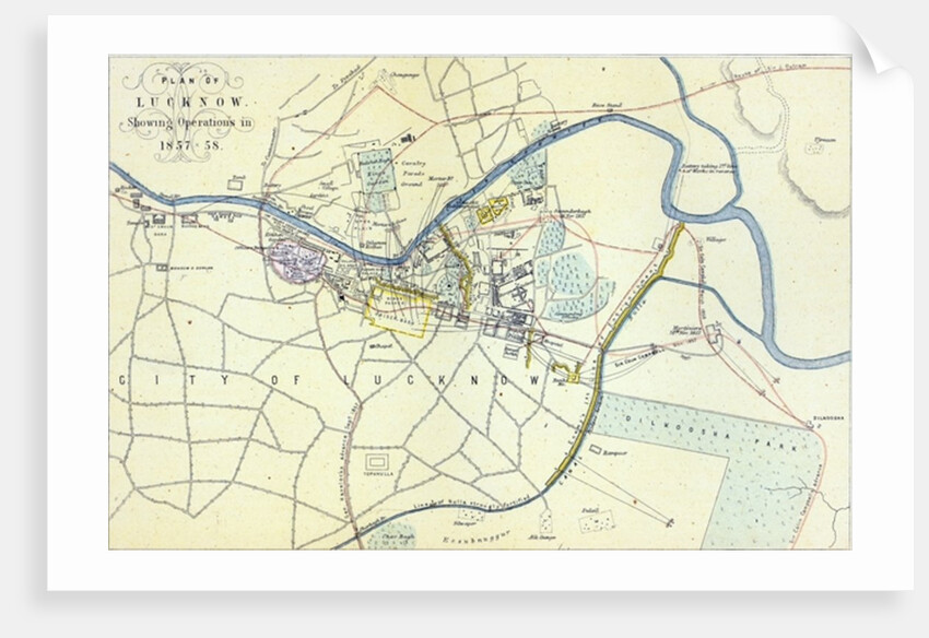 Plan of Lucknow showing Operations in 1857-58, pub. by William Mackenzie, c.1860 by English School