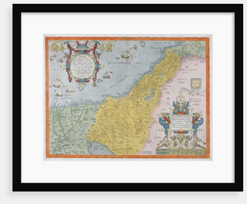 Map of Palestine, from Theatrvm Orbis Terrarvm, 1570 by Abraham Ortelius