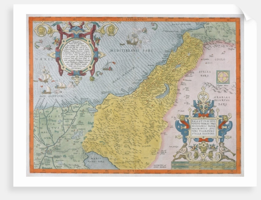 Map of Palestine, from Theatrvm Orbis Terrarvm, 1570 by Abraham Ortelius