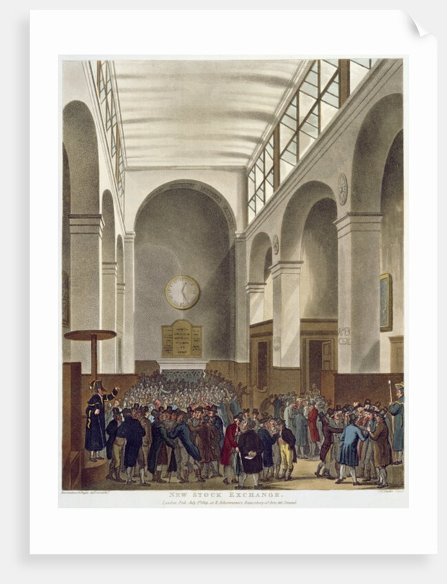 The New Stock Exchange, Bartholomew Lane by T. & Pugin A.C.(1762-1832) Rowlandson