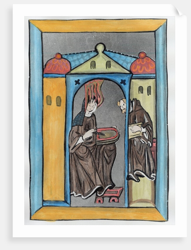 Hildegard of Bingen receiving the Light from Heaven, c.1151 by German School
