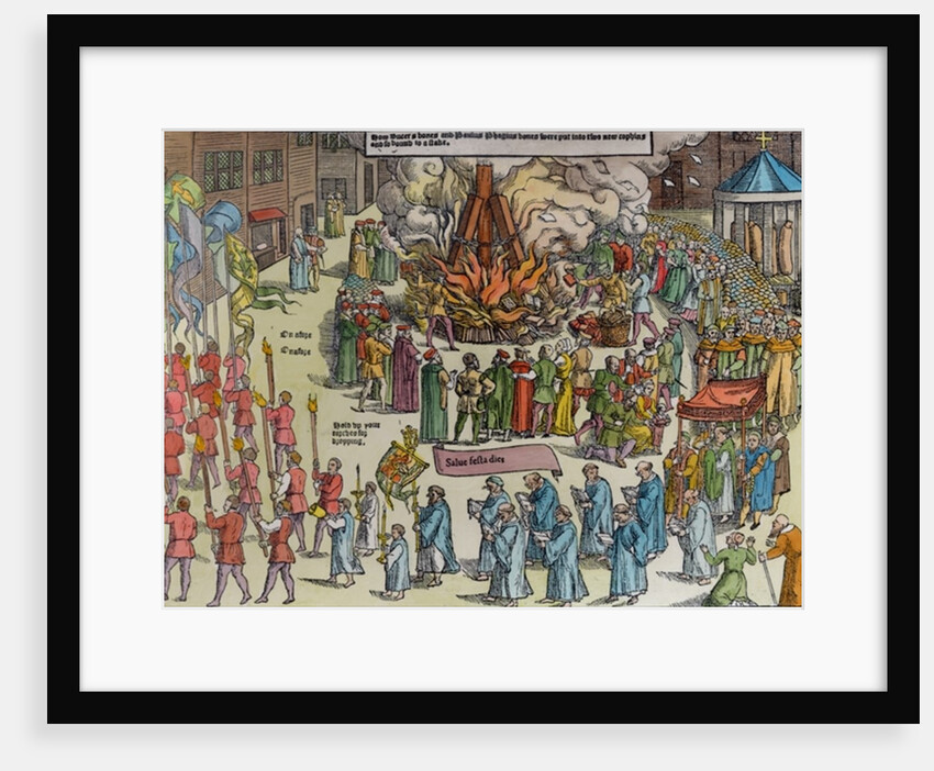 The Burning of the Remains of Martin Bucer and Paul Fagius on Market Hill in Cambridge in 1557 by English School