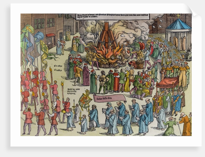 The Burning of the Remains of Martin Bucer and Paul Fagius on Market Hill in Cambridge in 1557 by English School