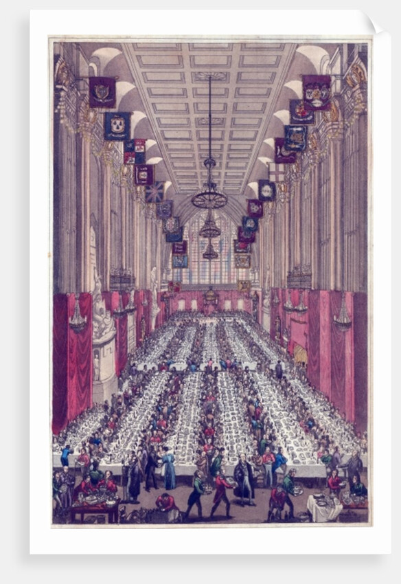 Representation of the Interior of Guildhall on the occasion of the visit of the King and Queen by English School