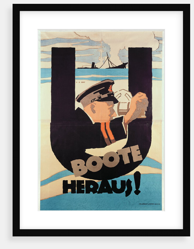 German World War 1 poster, 'U BOOTE HERAUS' by Hans Rudi Erdt