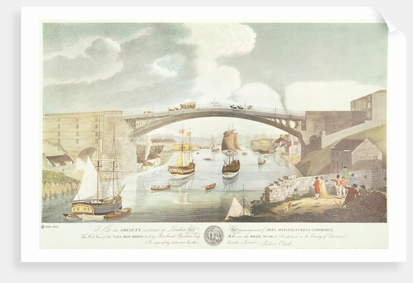 West view of the cast iron bridge built by Rowland Burdon Esq., MP, over the River Wear at Sunderland by English School